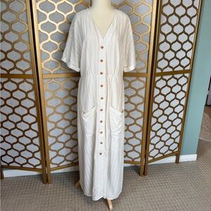 Pink Martini Button-Down Maxi Dress